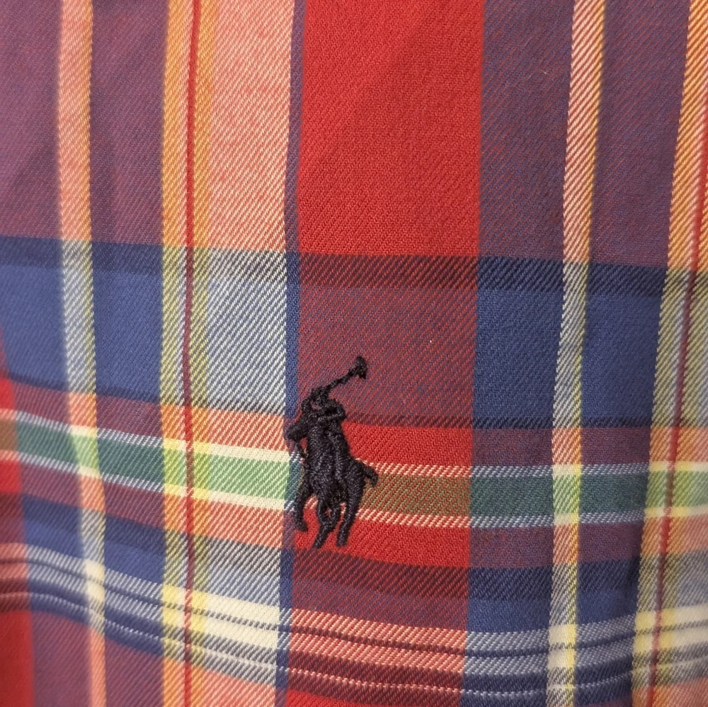 Ralph Lauren‎ Pony Boy's Button Up Plaid Long Sleeve Dress Shirt M 18-20 Preppy